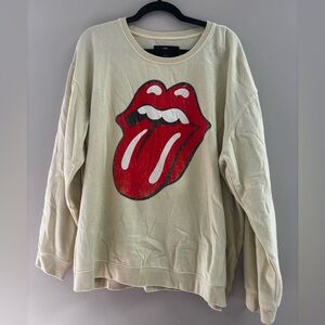 Rolling Stones Butter Yellow Graphic Sweatshirt